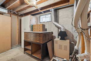 View of basement work area