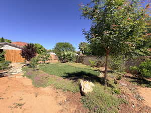 View of fenced backyard