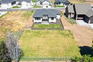 Aerial perspective of suburban area