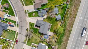 Aerial perspective of suburban area