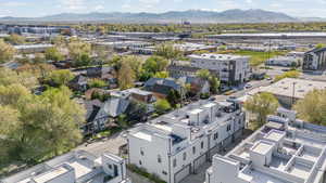 Aerial view of a mountain backdrop