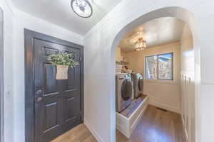 Laundry with natural light from window