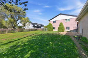 View of fenced backyard