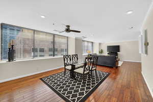 Formal dining area + living area, East facing lighting, large windows.