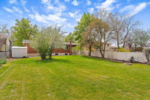 View of fenced backyard
