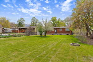 Rear view of house featuring an outdoor fire pit