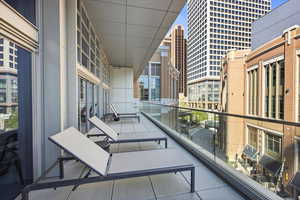 Balcony with a view of city