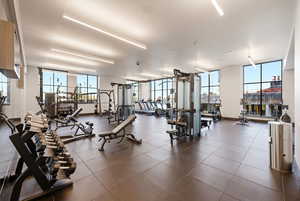 Exercise room with expansive windows