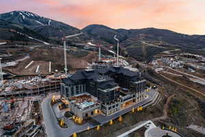 Aerial view of a mountain backdrop