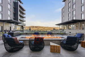 View of patio / terrace featuring a fire pit