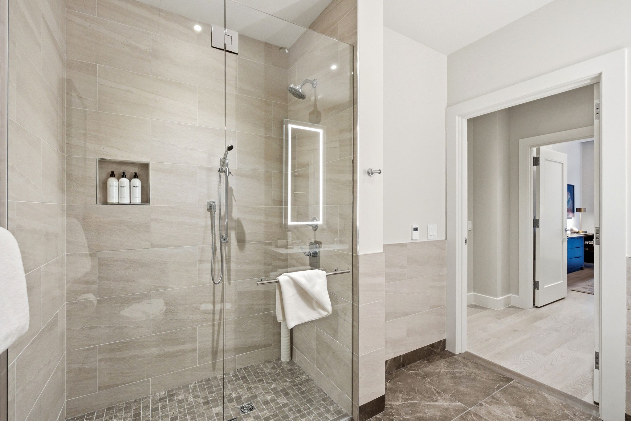 Bathroom with a shower stall