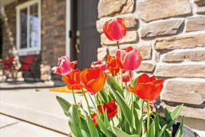 Exterior view of stone siding