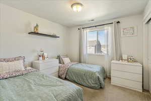 Bedroom with carpet floors