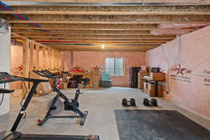 Workout area with concrete flooring