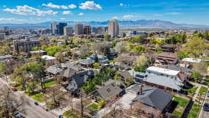 Aerial view of a mountain backdrop