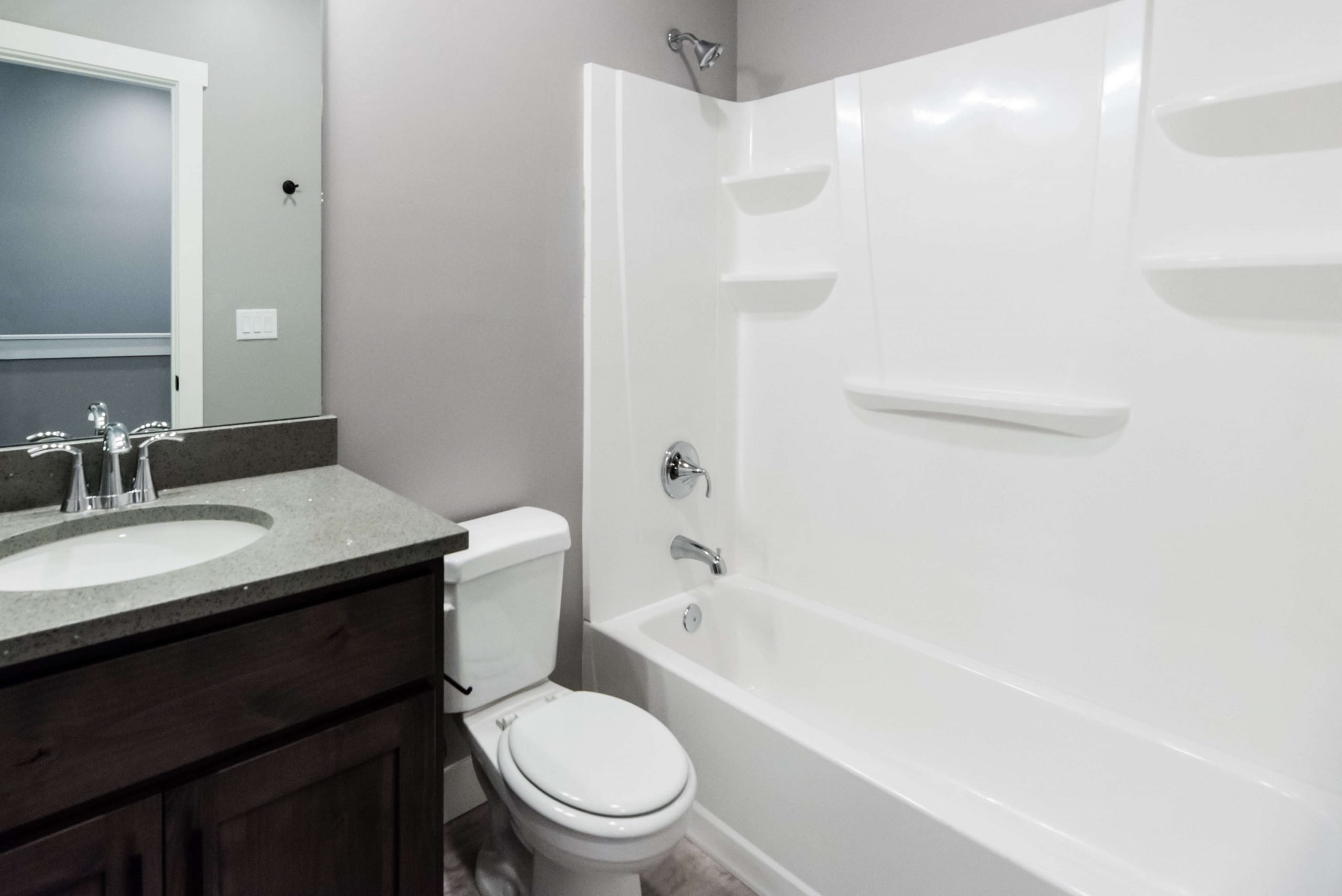 Full bathroom with vanity and shower / bathtub combination