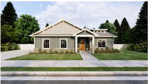 Craftsman inspired home featuring board and batten siding