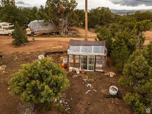 Drone / aerial view of a tree filled landscape
