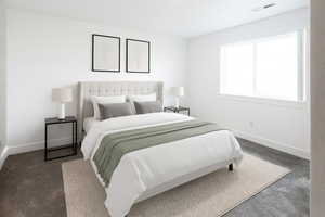 Bedroom with carpet floors