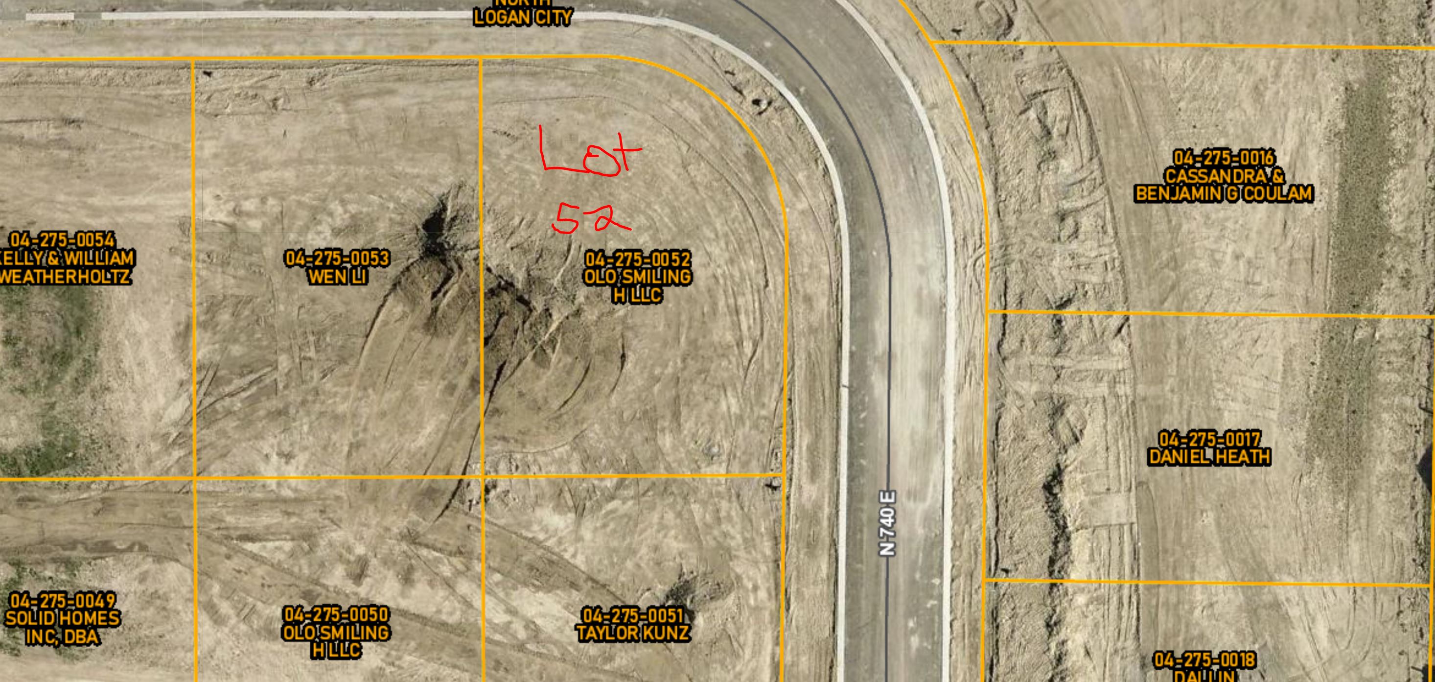 Aerial view of property's location with property parcel outlined