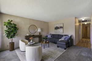 Living room featuring carpet