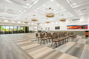 Common area featuring recessed lighting and coffered ceiling