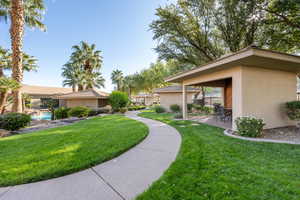 Surrounding community with a patio