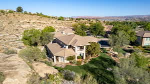 Aerial view of a mountain backdrop