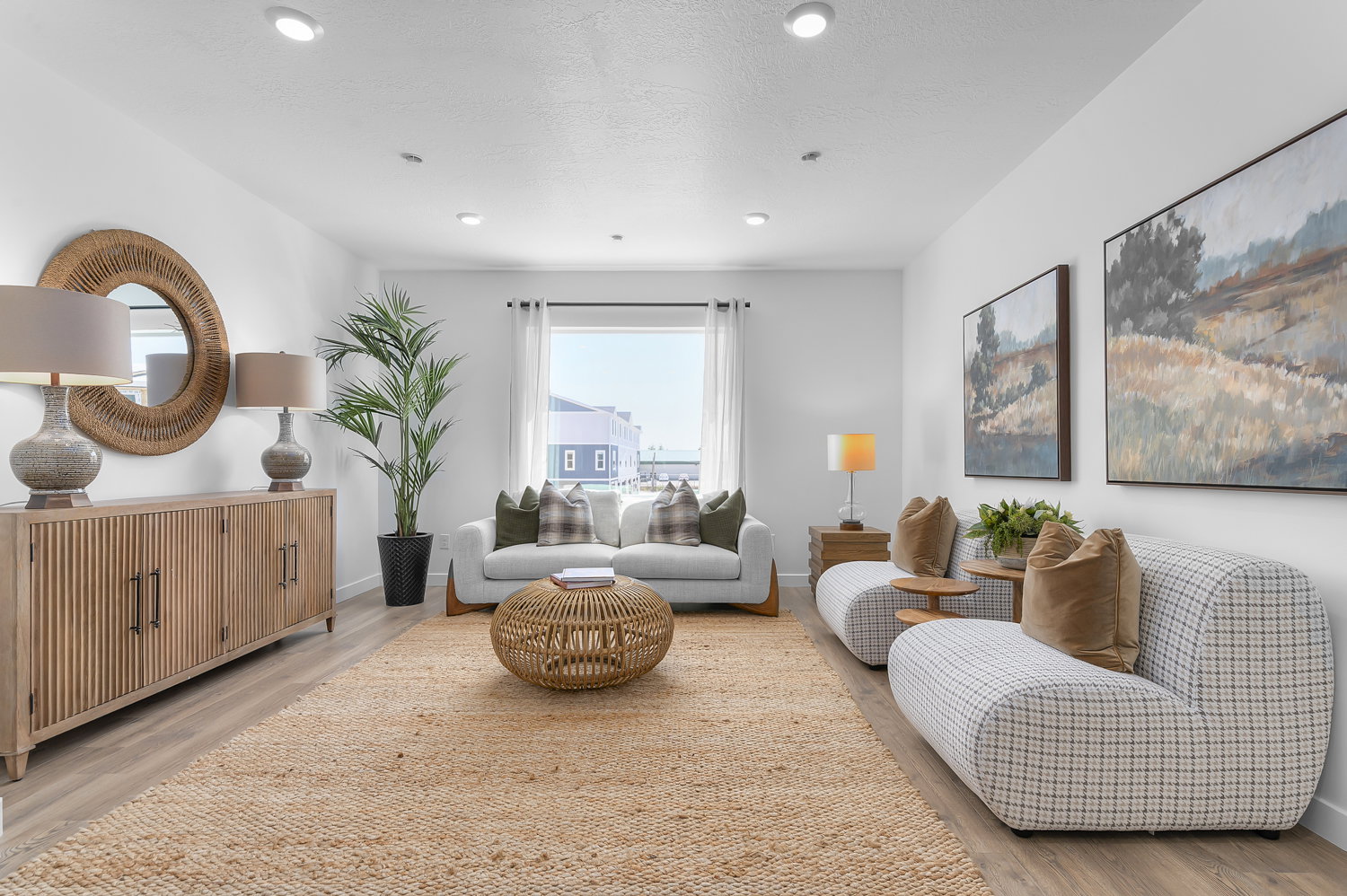 Sitting room featuring light wood-style flooring and baseboards