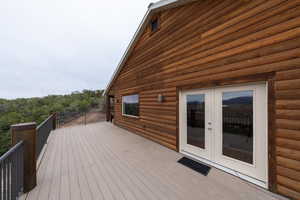 Wooden terrace with french doors