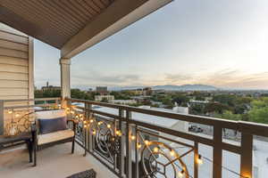 Balcony with a mountain view