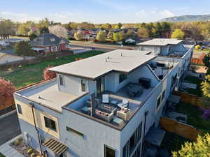 Aerial perspective of suburban area