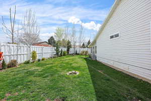 View of fenced backyard