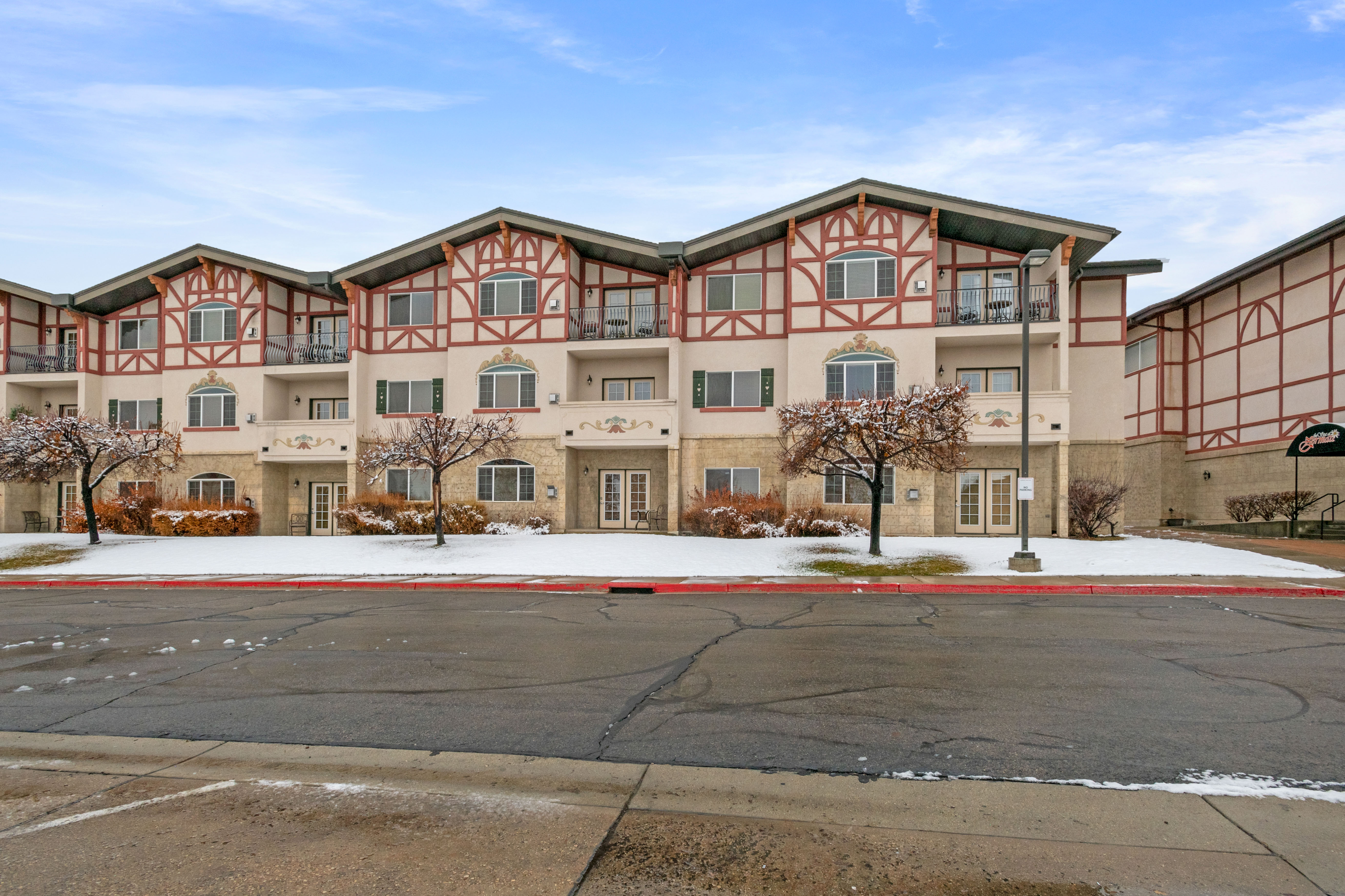 View of snow covered building