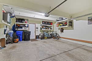 Garage featuring a garage door opener