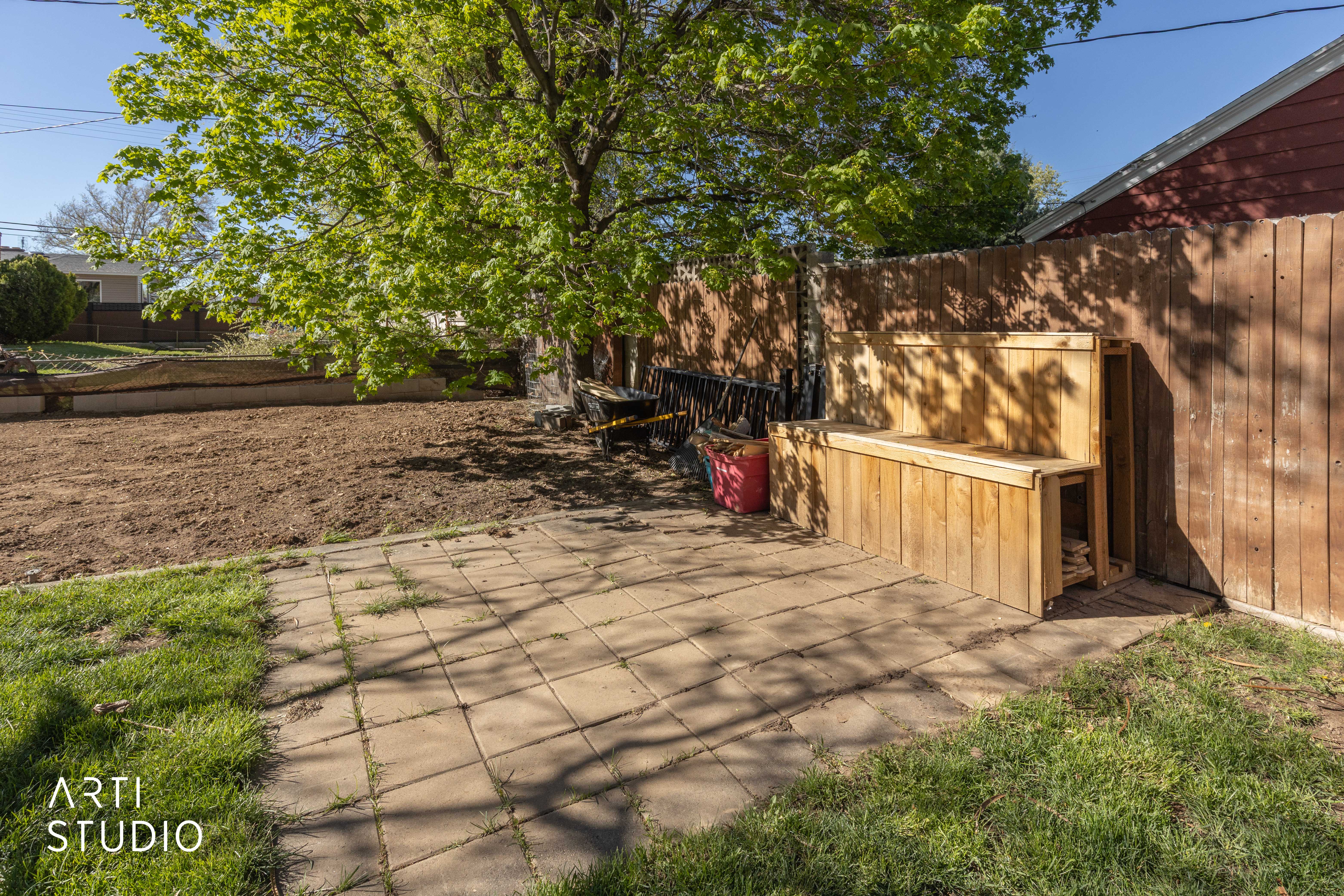 View of fenced backyard