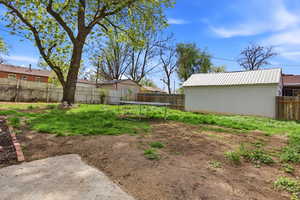 View of fenced backyard