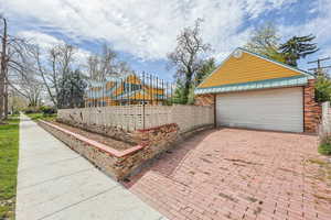 View of detached garage