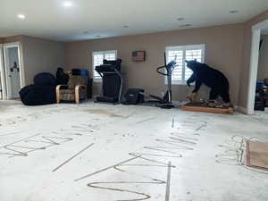 Exercise area with baseboards
