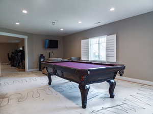 Playroom featuring pool table and recessed lighting