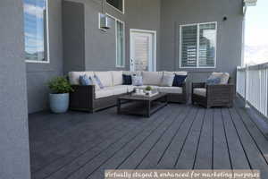 Virtually staged and enhanced for marketing purposes to illustrate potential appearance with furniture