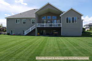 Virtually staged and enhanced for marketing purposes to illustrate potential appearance with lawn care