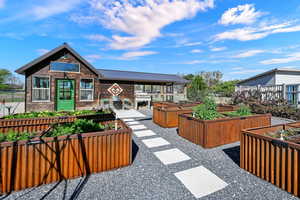 Custom built garden beds that light up at night and have a watering system for easy care