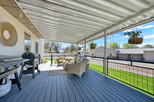 Covered deck with custom powder coating railing