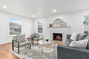 Living room has recessed lighting