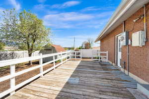 Deck featuring a fenced backyard