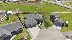 Aerial perspective of suburban area