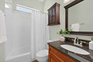 Full bath with vanity and shower / tub combo