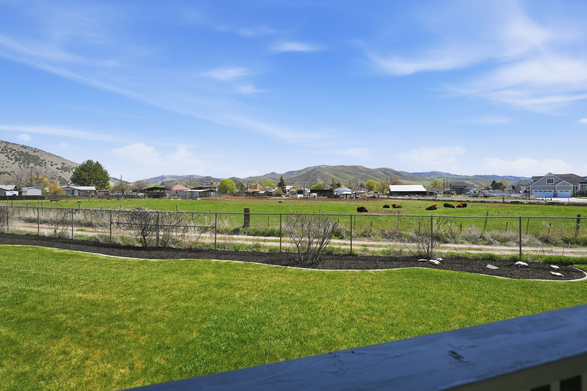 View of yard with a mountain view