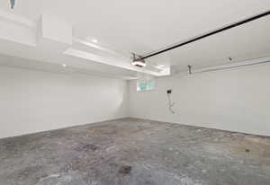 Garage with recessed lighting